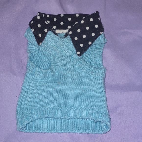Blue Polka Dot Dog Sweater - Picture 2 of 2